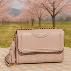 NEW Tory Burch Fleming Shell Pink Small Convertible Shoulder Bag/Crossbody Bag